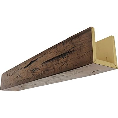Ekena Millwork BMHH3C0080X060X168ZD 3-Sided (U Hand Hewn Endurathane Faux Wood Ceiling Beam, 8"W x 6"H x 14'L, Premium Aged
