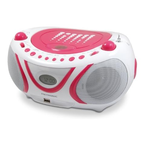 Metronic 477109 - Radio CD portátil con USB y Jack 3.5 mm, Rosa Cover