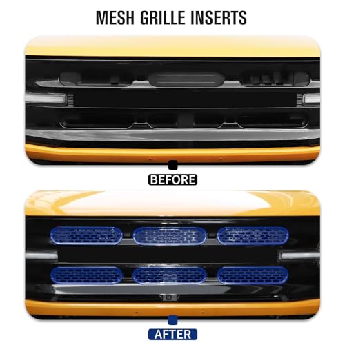 Image of Jimen Compatible with Ford Bronco 2021-2023, 6PCS Front Grille Inserts Mesh Grill Cover Exterior Trim Accessories (Dark Blue)