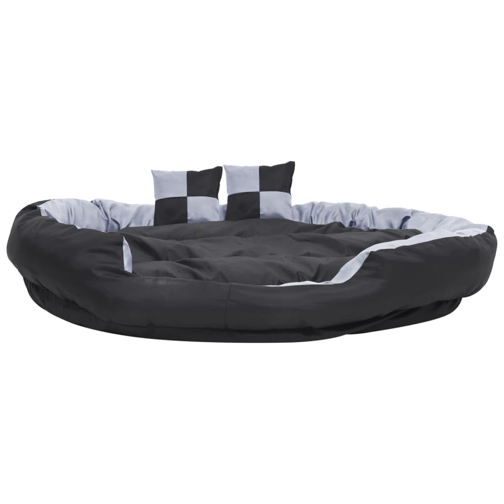 Hundekissen Wendbar 150x120 cm XXL Hundebett Waschbar Haustierbett Grau Schwarz Robustes Tierkissen mit 2 Kleinen Kissen Rutschfestes Haustiersofa für Große Hunde Welpen Outdoor Indoor