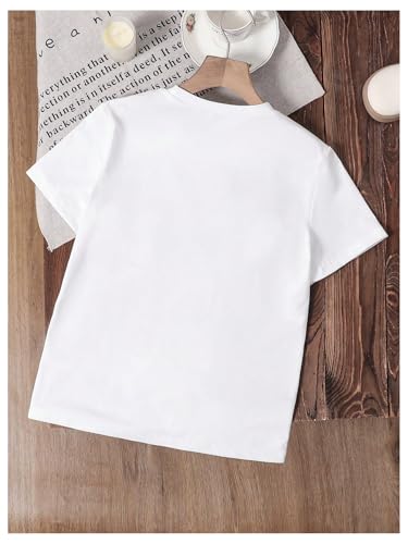 SHENHE Girl's Summer Crochet Flower Patched Top Crew Neck Short Sleeve Cute Tee Shirt2