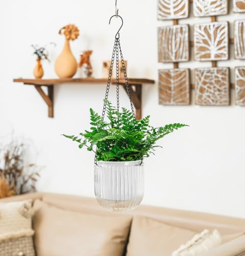 image for Melphoe 2 Pack Self Watering Hanging Planters Indoor Flower Pots, 5.3 