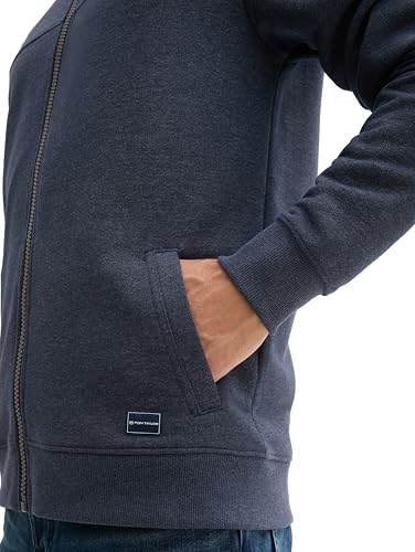 TOM TAILOR Homme Veste sweat avec col montant 1021269, 19024 - Sky Captain Blue White Melange, M – vue 6