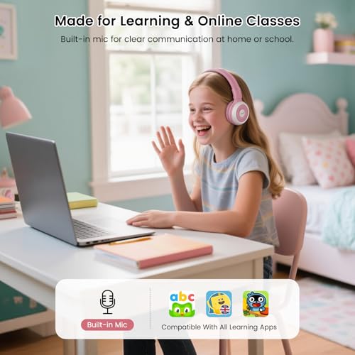 Image of SIMOLIO Manyshare Wireless Kids Headphones with Case & Mic for School,JH714