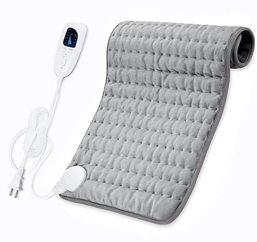 FYKEY Electric Heating Pad - XXL Size (16" x 30") - Grey - Flannel Material - 6 Temperature Settings - Auto Shut Off Timer - Muscle Aches & Joint Stiffness Relief