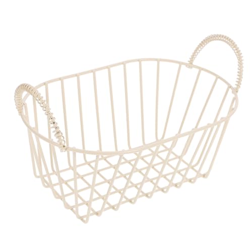 TIDTALEO Cesta Metálica De Alambre De Hierro Pequeña, Frutero Para Encimera De Cocina, Cesta De Mesa Beige, Multifuncional y Abierta Para Almacenamiento De Frutas y Artículos Diversos