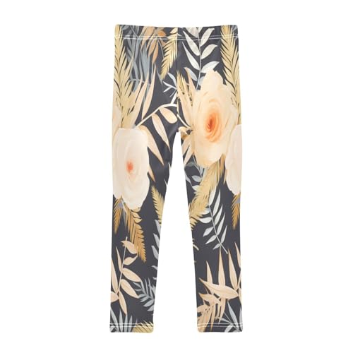Toddler Girls Leggings Printed Yoga Pants Leggings Brown Leaves White Flower for Kids2