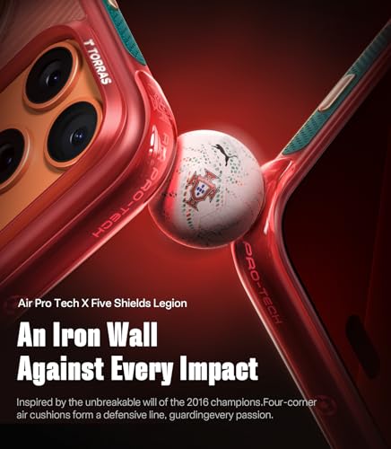 Image of TORRAS World Cup Inspired, Official Portuguese Football Federation Limited Edition, Ostand Q3 Air for iPhone 17 Pro Max Case, 360 Magnetic Stand, Fit for MagSafe, Mil-Grade Drop Tested, Glory Slash
