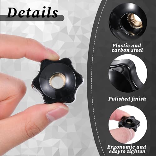 4 Stück Sterngriffmutter M8, Stern Muttern, Schwarz Sternform Kopf Klemmmutter, Rändelschraube mit Innengewinde