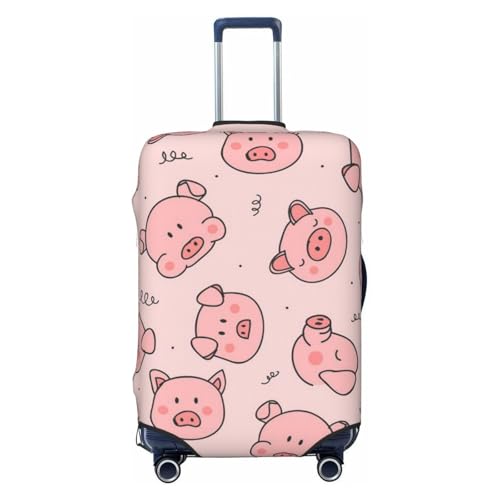 Red Cute Pig Print Suitcase Cover Luggage Protector Washable Elastic Fashionable Travel Gear Cover