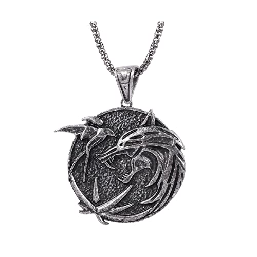HYXITVCG Witcher Necklace for Men Wolf Necklace for Men Witcher Medallion Necklace Wolf Jewelry Gifts for Men