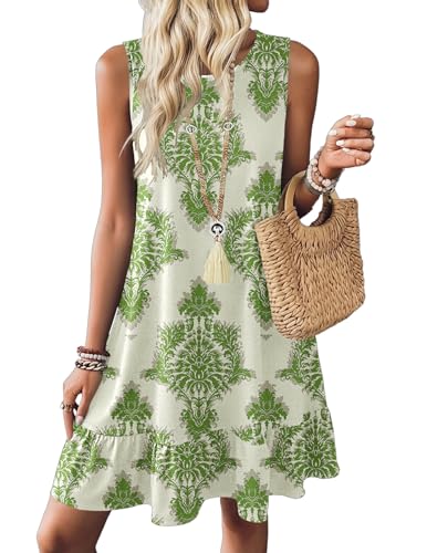 HOTOUCH Summer Dress for Women 2026 Ladies Swing Tank Cute Ruffle Sleeveless Sun Dress Cover Ups