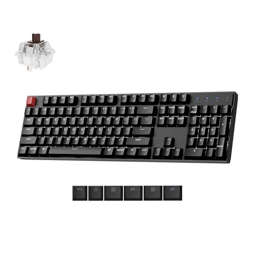 Image of Keychron K10 Version 2 Full Size 104 Keys Bluetooth Wireless Mechanical Gaming Keyboard for Mac Windows Super Brown Switch White LED Backlight /USB C Wired Computer Keyboard
