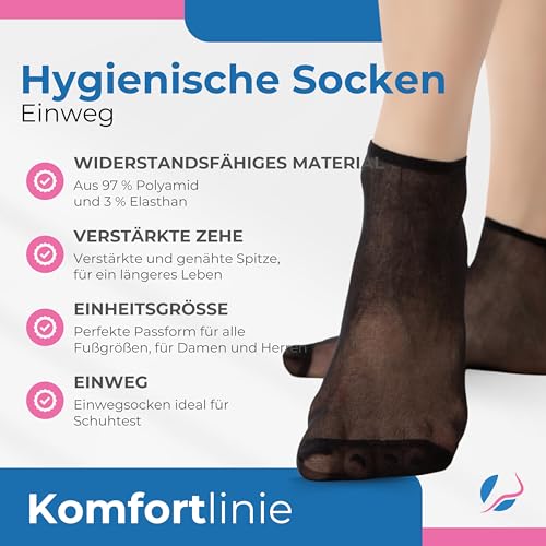USIT Pedsox, 500 Stück Einweg-Hygienesocken zum Testen von Schuhen, Comfort Line, Unisex, Einheitsgröße, Schwarz