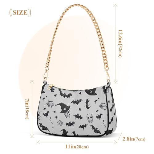 Halloween Bat Shoulder Bag for Women, Handbag with Chain Strap, Soft Purse Tote Bag for Ladies2