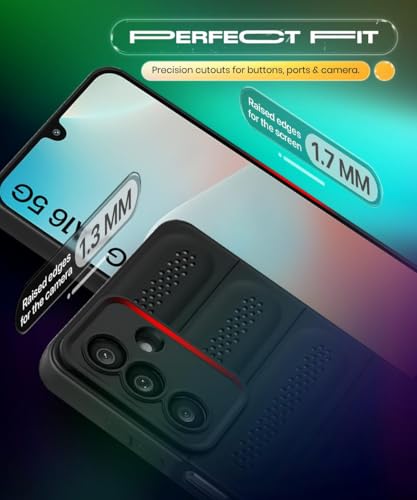 Image of WOW IMAGINE Ultimate Silicone Back Cover Case for Samsung Galaxy M16 5G | Galaxy F16 5G | Heat Dissipation Thin Soft TPU | 360 Camera Protection | Breathable Cooling Holes - Pitch Black