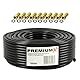 PremiumX 50m Deluxe PRO Koaxial Kabel Schwarz 135dB 5-Fach geschirmt reines Kupfer SAT Antennenkabel 10x F-Stecker