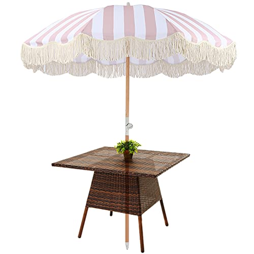 Parasol de plage inclinable m de Rose Blanc grand parasol rond de balcon et patio extérieur