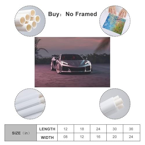 American Supercar Poster Gray C8 Z06 Racing Car Decorative Painting Canvas Art Picture 12x18inch(30x45cm)
