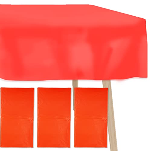 3Pack Disposable Tablecloths Red Table Covers,54 x 108Inch Plastic Tablecloth Disposable Rectangle Dining Tablecovers Red Waterproof Tablecloth for Party,Birthday,Christmas,UK Party Decorations