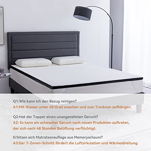 Image of Amazon Basics Comfort Memory-Foam-Topper with Straps, 150 x 200 x 4 cm, White