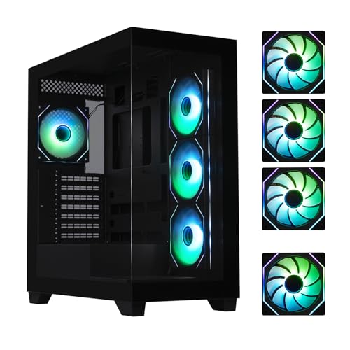 BitFenix CETO High Airflow PC Gaming Case Premium Edition Black-Panoramic Tempered Glass– Reverse Connection Motherboard Compatible–4xInfinity Mirroring ARGB Fans(3X Reverse)-360mm AIO Support