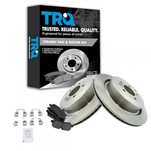 Image of TRQ Rear Ceramic Brake Pad and Rotor Set | For 05-07 Land Rover LR3 V8 4.4L with 350mm 08-09 LR3 with 350mm 06-09 Range Rover Sport with 350mm 10-16 LR4 with 350mm