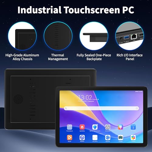 Image of 10.1 inch Industrial Touchscreen PC, All-in-One Computer Rockchip RK3399 Hexa-Core, 4GB RAM 64GB eMMC, Gigabit LAN, RS-232, USB 3.0, HDMI 4K, Android 11 for Digital Signage /POS /Factory Control