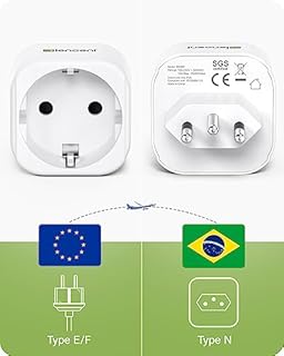 LENCENT Lot de 2 adaptateurs de Voyage Type N pour Brésil, Europe, Allemande, Adaptateur de Prise France 2 Broches vers BR 3 Broches pour Prise Brésil