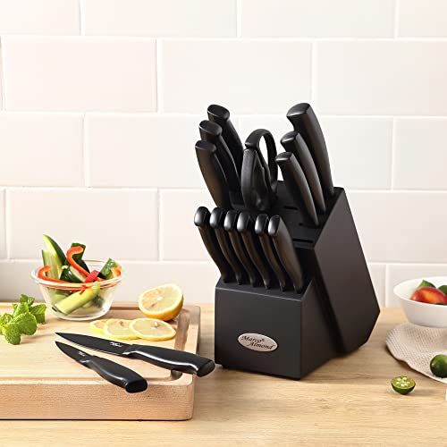 Marco Almond® Ma23 Black Kitchen Knife Set, 17 Pieces Stainless Steel Knives Sets For Kithcen With Block And Sharpener #TOP1