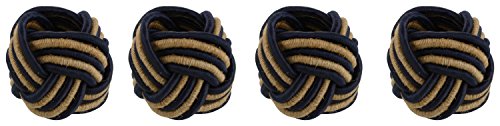 Image of Handmade Eco Friendly Napkin Ring Holder Set for Dining Table Decoration (Blue and Brown) - Pack of 6