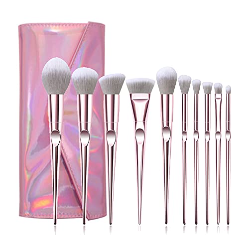 Kabuki 10PCS makeup brush sets, rose gold color professional synthetic fiber cosmetic brush, suitable for foundation blush, pink blemish eye shadow bag, suitable for travel. Kabuki 10PCS makeup brush sets, rose gold color professional synthetic fiber cosmetic brush, suitable for foundation blush, pink blemish eye shadow bag, suitable for travel.