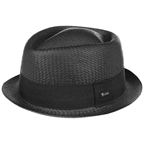 Lipodo Acapulco Straw Pork Pie Hat Black Made in Italy Men Women Summer
