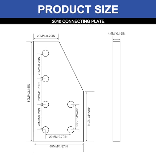 Image of 12pcs 2040 L Corner Bracket Joining Plate T Slotted Accessories 6-Hole 2040 Hardware Connector 2040 with T Nuts and Screws Silver