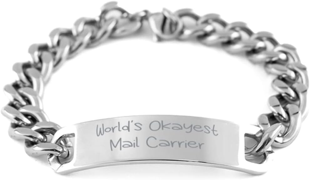 Beautiful Mail Carrier, World's Okayest Mail Carrier, Holiday Cuban Chain Bracelet for Mail Carrier