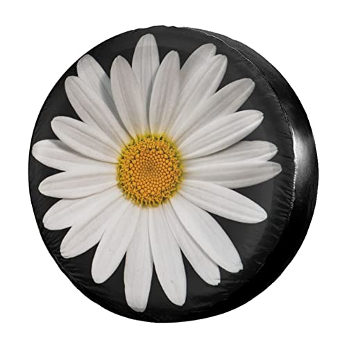 Foruidea White Daisy Spare Tire Cover Dust-Proof Wheel Tire Cover Fit Trailer, RV, SUV and Many Vehicle 17 Inch