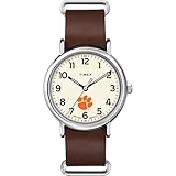 Timex Tribute Cinturino da uomo in pelle al quarzo da 40 mm, Clemson Tigers