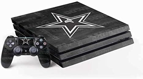 Skinit Decal Gaming Skin Compatible with PS4 Pro Console and Controller Bundle - Officially Licensed NFL Dallas Cowboys Black & White Design