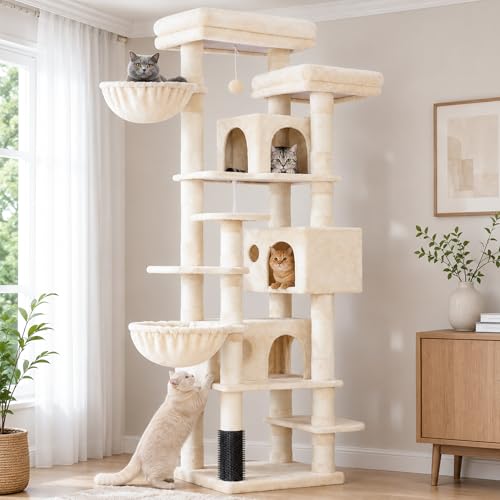 Hey-brother Cat Tree, Multi-Level Tower with 3 Condos, Hairbrush, MPJ035-MM by Hey-brother - Used condition - US$88.80