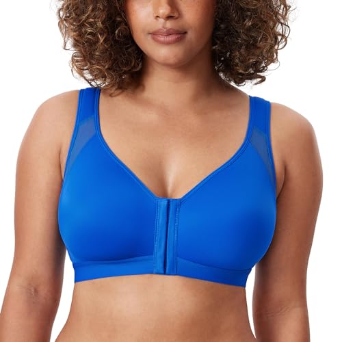 Image of DELIMIRA Women's Full Coverage Front Closure Wire Free Back Support Posture Bra