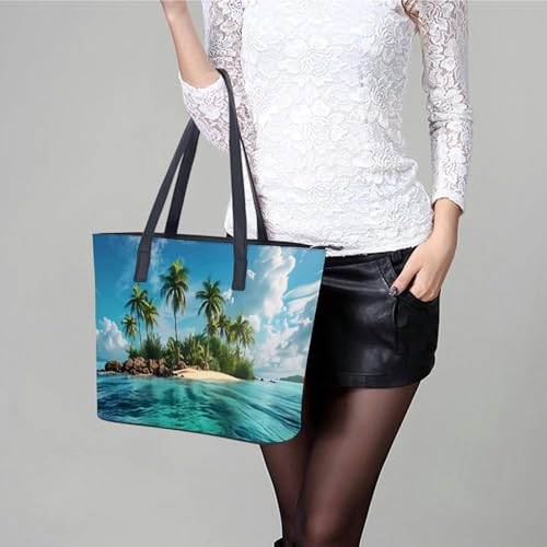 Bolso tote de cuero suave con gran capacidad y cierre miniatura 6