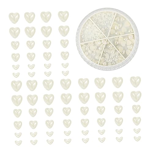 Housoutil Decorative Heart Nail Art DIY Accessories Heart Shape Nail Charms Manicure Studs for