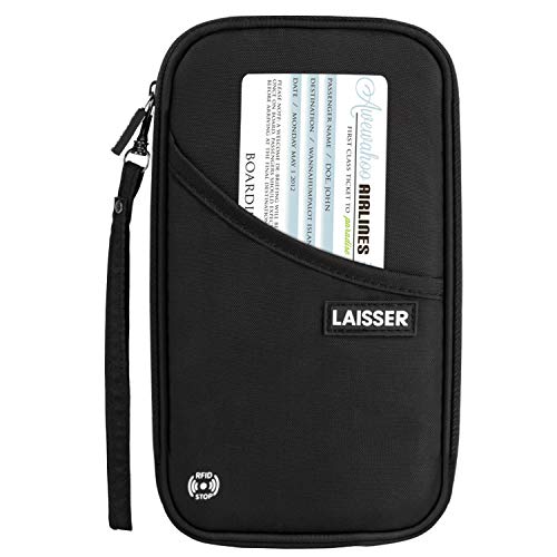 Preisvergleich Produktbild LAISSER Reisepass Tasche Reisepasshülle mit RFID-Blocker Pass Etui Hülle Reisemappe Reisebrieftasche Ausweistasche mit Reißverschluss Passport Wallet Reiseetui für Kleingeld, Passport, Kreditkarten