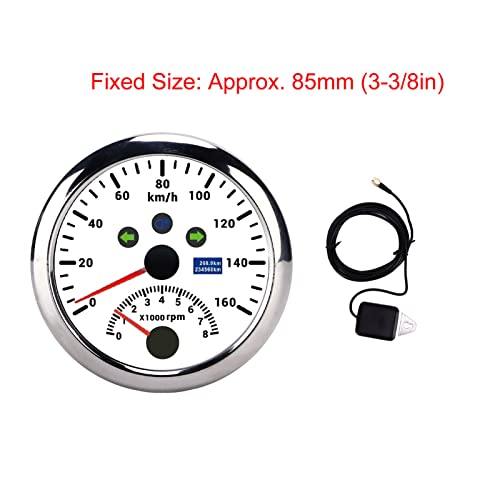 Velocímetro GPS 85mm 160km/h LCD Luz de Fundo Vermelha para Carro, Barco, Iate, Caminhão RV ((Branco