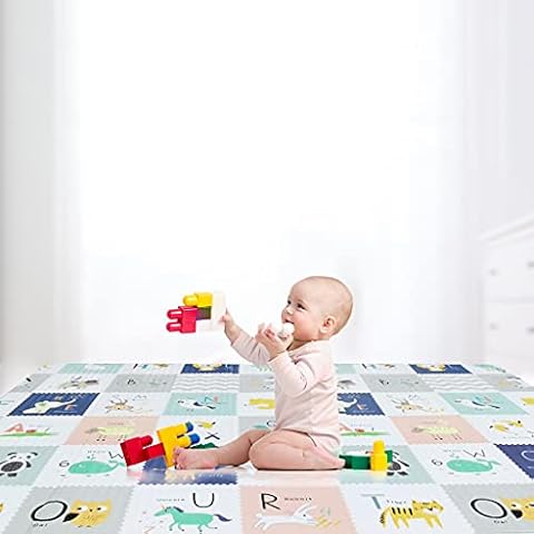 vocheer Baby Play mat, Extra Large Foam Crawling Mat Non Toxic Folding Floor Mat Reversible Waterproof Portable Toddlers Kids Playmat (Forest+Elephant) Cover