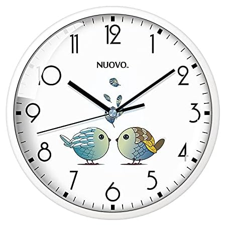 Amazon.com: nuovo 8 Inch Wooden Round Wall Clock Silent & Non-Ticking ...