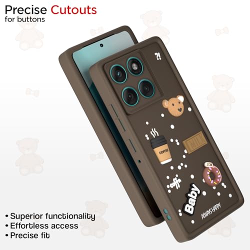 Image of Pikkme Back Cover for Motorola Moto Edge 60 5G / Motorola Moto Edge 60 Fusion 5G | Cute Fun Cartoon 3D Bear Silicone Full Body Protection Bumper Case (Brown)