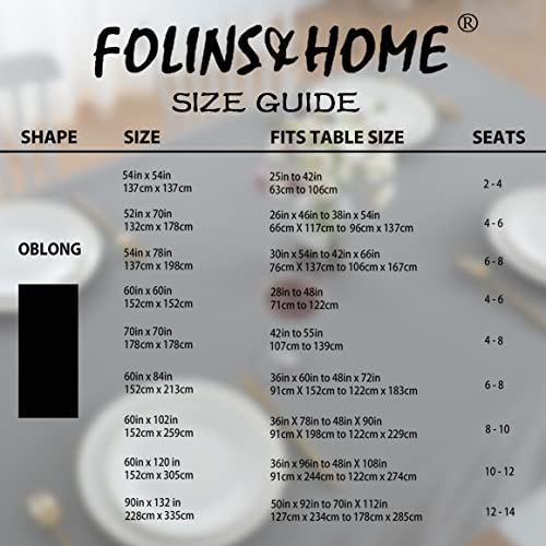 Image of FOLINS&HOME Grey Rectangle Tablecloth, 60 x 84 Inch Waterproof Table Cloth