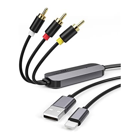 YEHUA RCA Video Cable for Lightning, AV Converter Cable for iPhone Best Used for Car Screens with 3RCA Interface, RCA Adapter Compatible with iPad to HDTV/Blu-ray/PAL(78.7inch) Cover