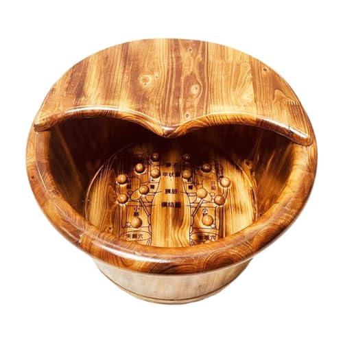 Milageto Masaje de la bañera de pie Feet Feh Bath Bucle de lavado de la bañera Cubo de lavado de pie multifuncional Barril de remojo de madera para el hogar de, 30cmx37cm